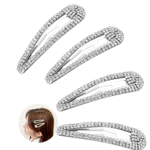 YINSHIU 4PCS Haar Clips Für Styling Haar Rollen Mit Clips Sparkly Haar Clips Silber Haar Clips Strass Haar Clip Haar Clips Frauen