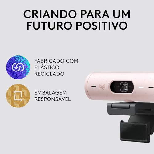 Webcam Full HD Logitech Brio 500 com Microfones Duplos com Redução de Ruídos, Proteção de Privacidade, Correção de Luz e Enquadramento Automático - Rosa - Imagem 7