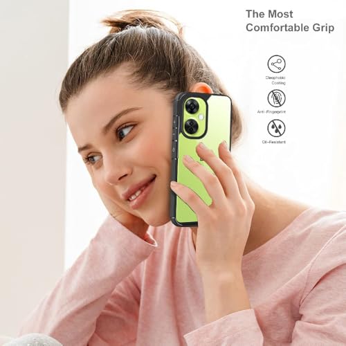 Image of SHINESTAR Ultra Slim Clear Back Cover for OnePlus Nord CE 3 Lite 5G, Transparent Hybrid Hard Shell Plastic & Soft Silicone Rubber Bumper, Non-Yellow Acrylic Protective Cover - Black