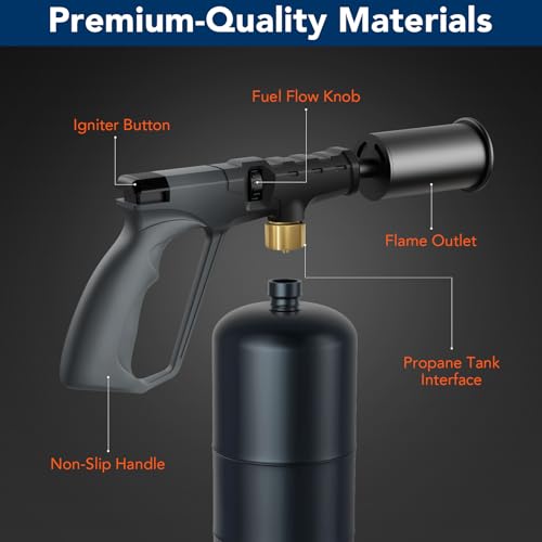 Image of Sondiko Powerful Propane Torch Gun, Cooking Torch for Sous Vide, Charcoal Starter and Steak Searing, Adjustable Kitchen Torch, Best for Outdoor BBQ Party and Camping, Gray & Black(Tank Not Included)