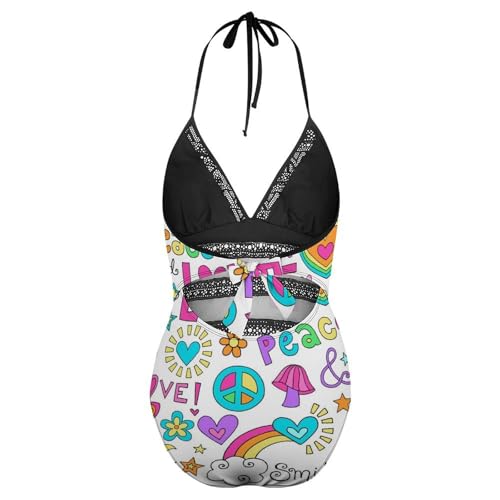 Maillot de bain une pièce femme guitare rose monokini bikini - 5