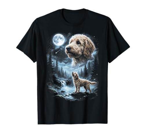 Goldendoodle Howling to the Moon Retro 90's Dog T-Shirt