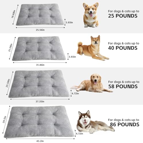 CLKHOWL Washable Dog Bed Plush Dog Crate Beds for Large, Medium, Small Size Dogs, Anti-Slip Soft Comfy Pet Kennel Pad, Fits Crate Mat and Cat Bed Mat (Grey, 25.59x19.68 inch) - Image 3
