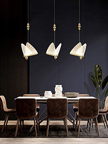 Image of blissbells 12 Watt LED Pendant Lamp Butterfly Bedside Hanging Pendant Ceiling Light- (Warm White + Natural White + Cold White), Gold Pack of 1