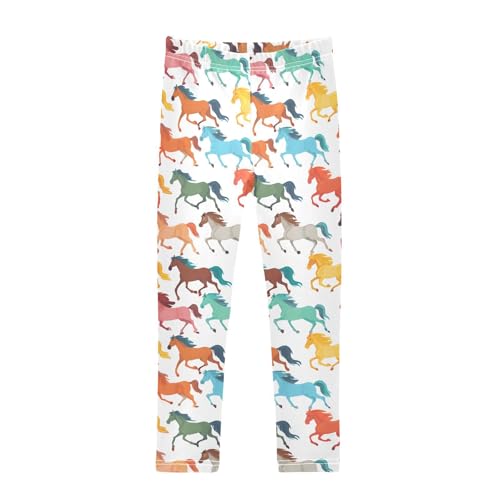 ALAZA Girls' Leggings Children's Yoga Pants Skinny Printed Dance Horse Colorful Comfortable 4T