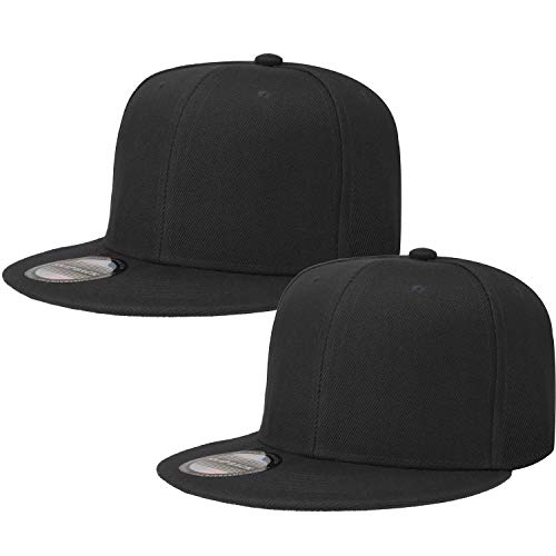 Image of Classic Snapback Hat Cap Hip Hop Style Flat Bill Blank Solid Color Adjustable Size