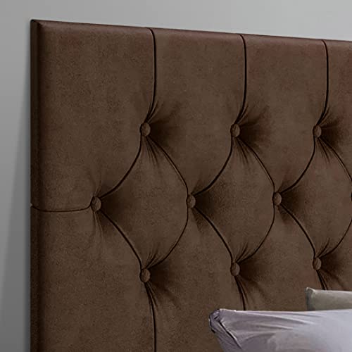 Cabeceira Estofada Captonê Suspensa Para Cama Box Casal 1,40 Suede (Marrom)