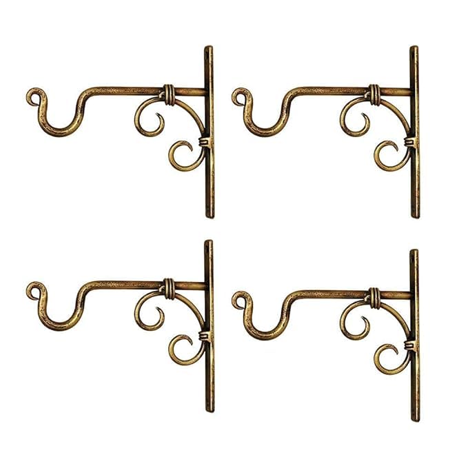 MDSwool Metal Wall Hanging Plant Hook for Planters Lanterns Bird Feeders Wind Chimes Hanging Baskets Ornaments String Lights Indoor Outdoor Balcony Set of 4 (Gold Elephant 4)