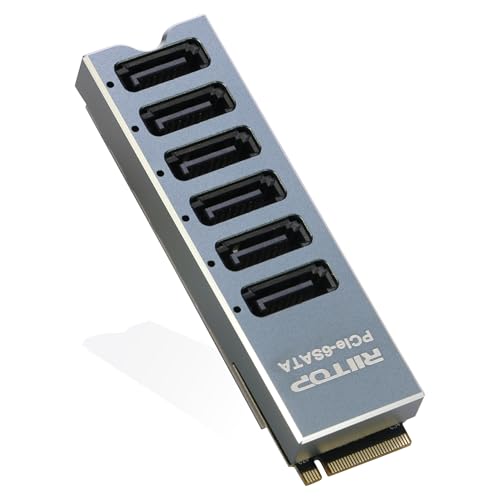 M.2 to SATA Adapter [6-Port], RIITOP M2 NVMe to SATA 3.0 Card with ASM1166 Chipset for SSD/HDD up to 6Gbps