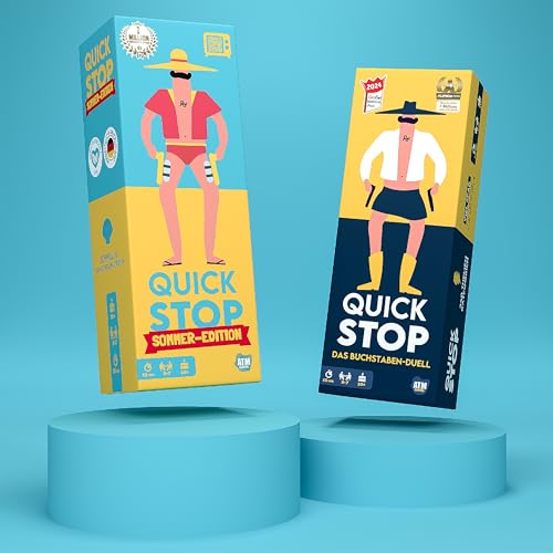 ATM Gaming Quickstop – El Duelo de Letras – Edición Verano – Juego de Cartas para jóvenes y Adultos – Rápido y Loco – De 2 a 7 Jugadores – Juego de Cartas a Partir de 10 años – Juego de Viaje