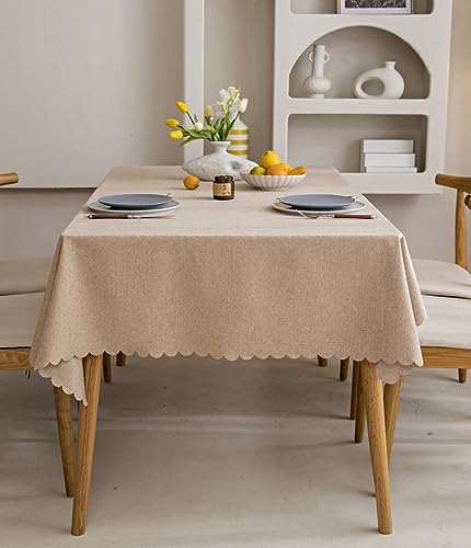 Fusehngre Waterproof Rectangle Tablecloth 51x94.5, Wrinkle-Free Cotton, 6-8 Seats White
