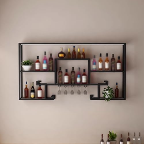 Soporte para botellas de vino de metal montado en pared dorado miniatura 4