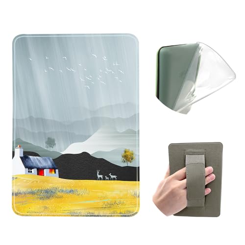 Young me Case for All-New Kindle Paperwhite with Hand Grip, Ultra Slim Thin PU Leather and Transparent TPU Soft Back Cover Rugged Smart Protective Pattern Cover with Auto Sleep/Wa (Nordic Pastoral)