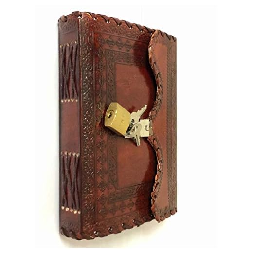 VINTAGE CRAFT SHOP Leather Journal Writing Notebook Planner Daily Notepad Bound Diary with Lock and Key Antique Brown for Men & Women