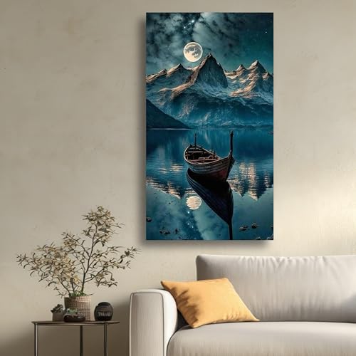 Tableau sur toile haute définition paysage montagne nuit