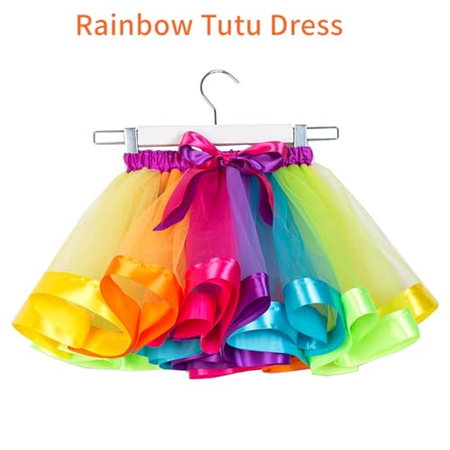Image of Rainbow Birthday Outfits for Girls-T-shirt,Tutu Skirt Dress,Ruffle Socks,Headband,Unicorn Gifts for Girls