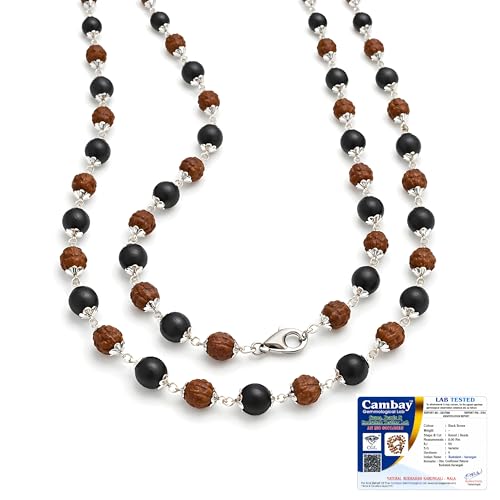 Image of Gratify Original Rudraksha & Karungali Mala 8mm 54 Beads | Spiritual Healing Mala for Protection & Focus | Meditation, Yoga & Prayer Beads for Men & Women (Pack of 1)
