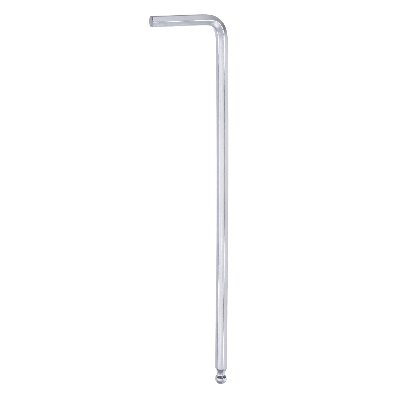 QUARKZMAN Llave Hexagonal de Bola en Forma de L de 4 mm, Llave Métrica de Brazo Extra Largo de Hexágono, Fabricada en Acero de Cromo Vanadio, Tono Plateado
