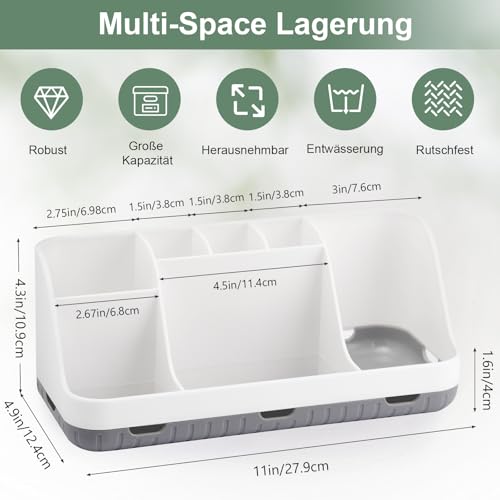 Zahnbürstenhalter für Badezimmer Organizer, Elektrische Zahnbürste und Zahnpasta Halter, 7 Slots Badorganizer für Badezimmer und Familie (White) 6