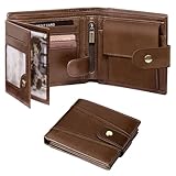GSG SINCE 1998 Men's Wallets Cowhide Leather Multi-Functional RFID Blocking Wallet with 17 Credit Card Slots, 2 Banknote Compartments, 2 ID Windows, 1 Coin Pocket Dark Brown
