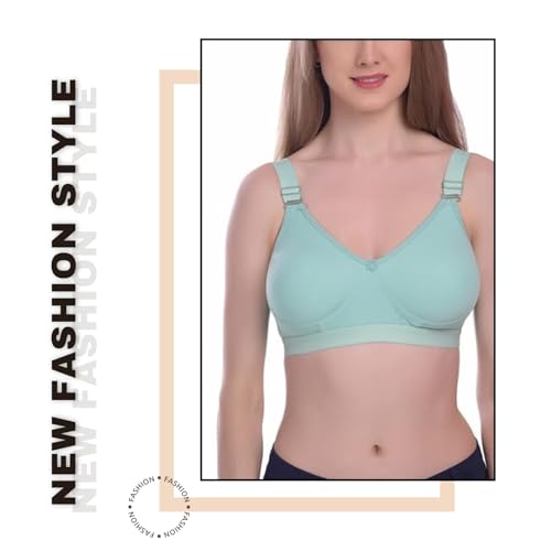 Image of Viral Girl Women's Wire-Free Cotton Hosiery Bra | Non-Padded, Full Coverage, Adjustable Straps | Soft Comfortable Innerwear with Hook & Eye Closure for Everyday Use