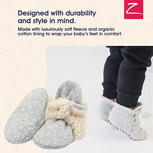 Zutano Unisex Fleece Baby Booties With Organic Cotton Lining, Newborn Essentials, 3 Months, Heather Gray Furry #TOP1