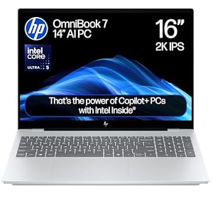 HP OmniBook 7 16" Laptop | AI PC | Intel® Core™ Ultra 5-225H Processor | 16GB RAM | 1TB SSD | Intel® Arc™ 130T Graphics | 2K IPS Display | Up to 21.75Hrs Battery | Windows 11 | 16-ay0003sa