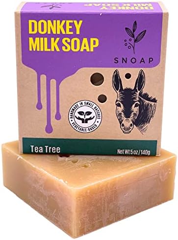 SNOAP Tea Tree Bar Soap, Donkey's Milk, Organic Shea Butter & Organic Oils, Cleansing Face & Body Bar For Everyone