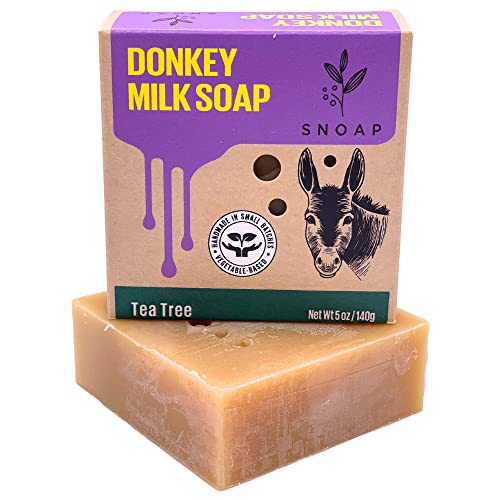 Snoap Tea Tree Bar Soap, Donkey's Milk, Organic Shea Butter & Organic Oils, Cleansing Face & Body Bar For Everyone #TOP1