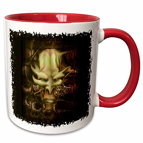 3dRose DUNGEON MASTER DarkFantasy Demon DarkArt 11oz Two-Tone Red Mug