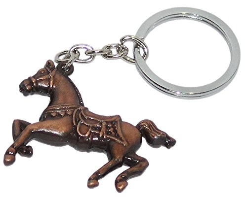 Metal Running Horse Keychain Keyring Brown, Silver Keychain
