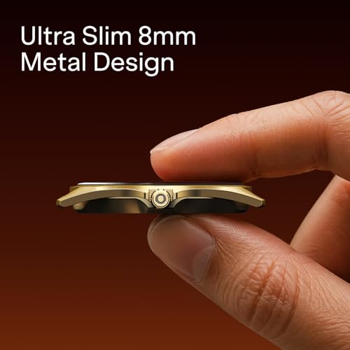 Image of boAt Ultima Aeris 1.43 inch AMOLED Display, 1000 nits Brightness, Ultra Slim 8mm Metal Build, IP68, Auto HR & SpO2 Monitoring, Sleep & Stress Tracking, Stylish Smartwatch for Men & Women(Tan Brown)