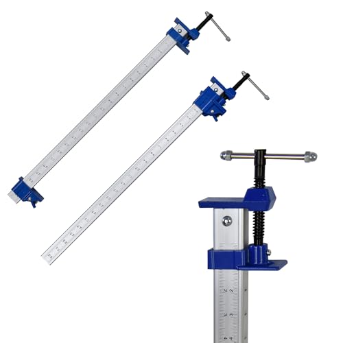 FEIRONG 24 Inch Bar Clamps For woodworking (2 Pack), Dual-Scale Ruler (Inch & CM), 330LB Capacity, Aluminum Build 90° Angled Jaws for Cabinet Making, Door Assembly, Professional Woodworking (Blue)