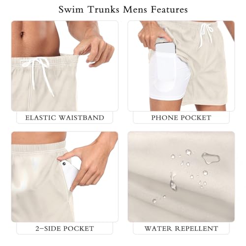 DOMIKING Mens' Swim Trunks Quick Dry Swim Shorts with Phone Pocket for Holiday Beach 5
