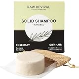 RAW REVIVAL - Champú solido de Romero | Sin sulfatos ni parabenos | Pelo graso | Anticaspa + Control grasa | Bolsa organza | Ingredientes naturales - 80 gr