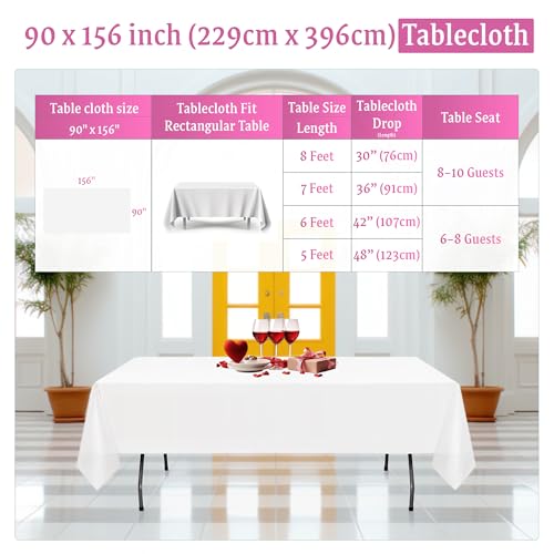 Nappe rectangulaire durable en polyester 228x399 cm lavable pour fêtes et dîners - 3