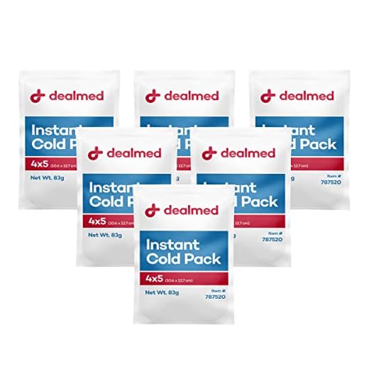 Dealmed Instant Cold Pack – Pack of 6, 4" x 5" Disposable Cold Packs for Injuries, Swelling, Sprains, Muscle Soreness and More, No Refrigeration Single Squeeze Activation