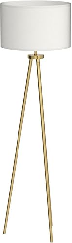 Miniatura 4 de ALLDIO Lámparas de pie con trípode para sala de estar, lámpara de pie moderna con pantalla de tambor, lámpara alta industrial simple, bombilla LED