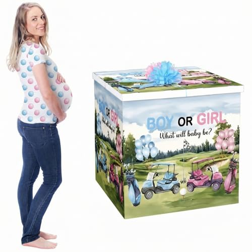 AmazingSpark 28in Giant Gender Reveal Gift Box Kit, Blue or Pink Golf