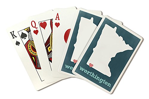 Worthington, Minnesota - Chalkboard and Heart (Playing Card Deck - 52 Card Poker Size with Jokers)