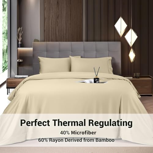 image for Shilucheng 4 Piece King Sheet Sets, Cooling Sheets, Blend Rayon Derive