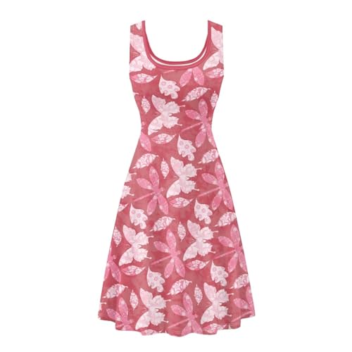 Image of Women's Casual Loose Sundress Midi Sleeveless Crewneck Dress Summer Beach Tank Dress with Pockets