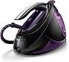 Philips Centrale Vapeur PerfectCare Elite Plus - Puissance 2700W, Effet pressing 550g, Pression 7.7 bars, Technologie OptimalTEMP, Eco, Semelle T-IonicGlide, Réservoir 1.8L, Noir/Violet (GC9675/80)