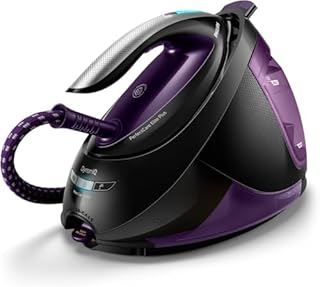 Philips Centrale Vapeur PerfectCare Elite Plus - Puissance 2700W, Effet pressing 550g, Pression 7.7 bars, Technologie OptimalTEMP, Eco, Semelle T-IonicGlide, Réservoir 1.8L, Noir/Violet (GC9675/80)