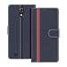 Produktbild COODIO Handyhülle für Samsung Galaxy S4 Mini Handy Hülle, Samsung Galaxy S4 Mini Hülle Leder Handytasche für Samsung Galaxy S4 Mini Klapphülle Tasche, Dunkel Blau/Rot