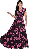 KOH KOH Womens Long Tall Floral Flower Print Pattern Short Cap Sleeve Casual Vacation Elegant Flowy