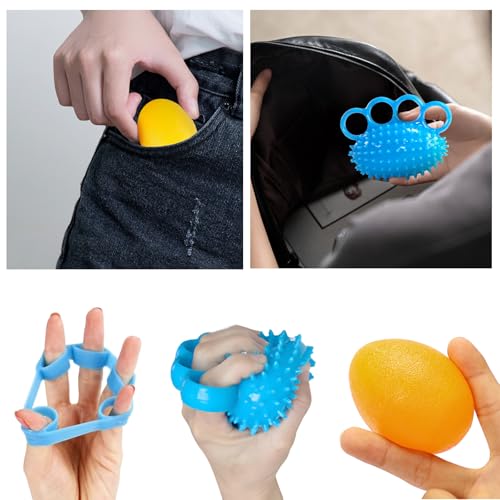 Pabbyeey 4 teiliges Handtrainer Set Fingertrainer Handgelenktrainer und Therapieball zur Rehabilitation bei Schlaganfall Arthritis und zum Griffkrafttraining