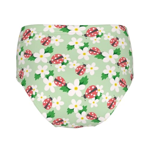 Small Flower With Ladybug Girls' Underwear Soft Cotton Little Girls Panties Comfort Briefs2