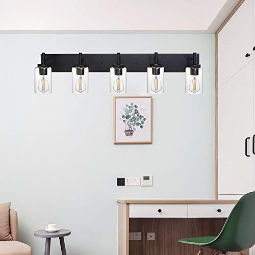 Vinluz 5 Lights Bathroom Vanity Light Fixtures Black Sconces Wall Lighting Modern Industrial Indoor Wall Mounted Lamp For Kitchen Dining Room (Patent No.: Us D958,438 S) #TOP5