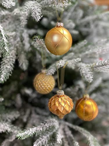 MC-Trend Lot de 12 boules de Noël élégantes en verre de luxe Ø 6 cm Doré